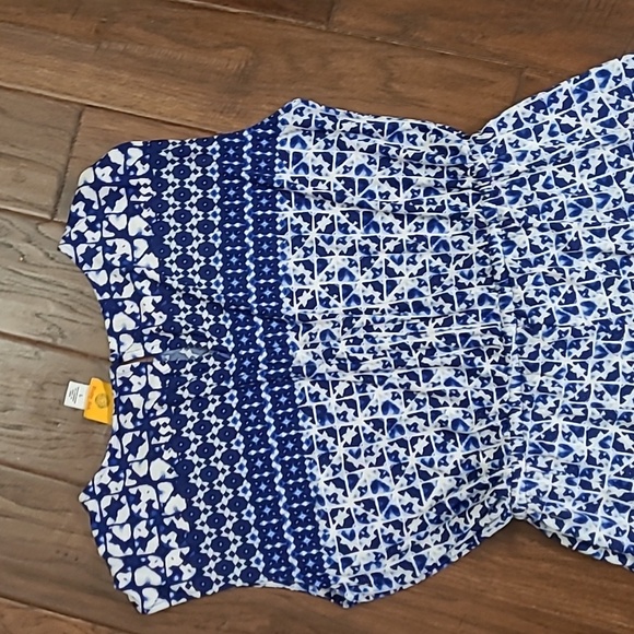 Ruby Rd Blue Geometric Sleeveless Jumpsuit size Large - Picture 4 of 12